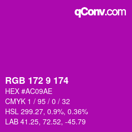 Color code: RGB 172 9 174 | qconv.com