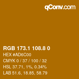 Color code: RGB 173.1 108.8 0 | qconv.com