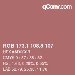 カラーコード: RGB 173.1 108.8 107 | qconv.com