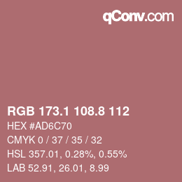 カラーコード: RGB 173.1 108.8 112 | qconv.com