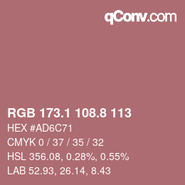 カラーコード: RGB 173.1 108.8 113 | qconv.com