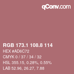 Farbcode: RGB 173.1 108.8 114 | qconv.com