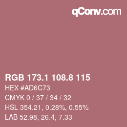 カラーコード: RGB 173.1 108.8 115 | qconv.com
