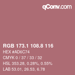 カラーコード: RGB 173.1 108.8 116 | qconv.com