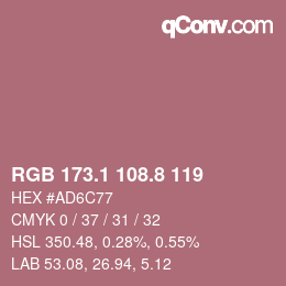 Color code: RGB 173.1 108.8 119 | qconv.com