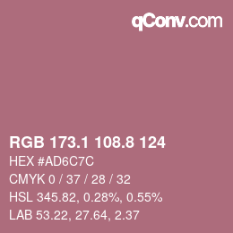 Color code: RGB 173.1 108.8 124 | qconv.com