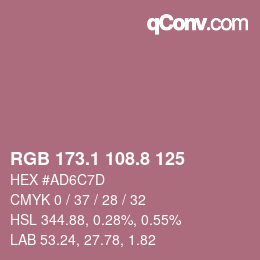 カラーコード: RGB 173.1 108.8 125 | qconv.com