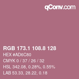 カラーコード: RGB 173.1 108.8 128 | qconv.com