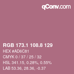 Color code: RGB 173.1 108.8 129 | qconv.com