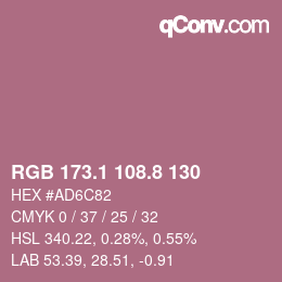 Color code: RGB 173.1 108.8 130 | qconv.com