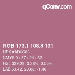 カラーコード: RGB 173.1 108.8 131 | qconv.com