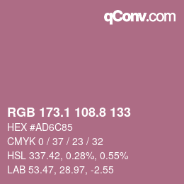 カラーコード: RGB 173.1 108.8 133 | qconv.com