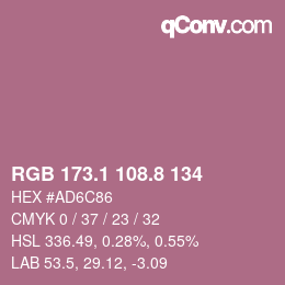 カラーコード: RGB 173.1 108.8 134 | qconv.com