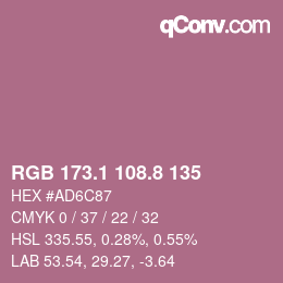 カラーコード: RGB 173.1 108.8 135 | qconv.com