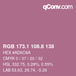 カラーコード: RGB 173.1 108.8 138 | qconv.com
