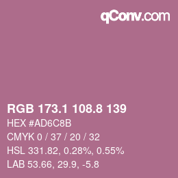 カラーコード: RGB 173.1 108.8 139 | qconv.com