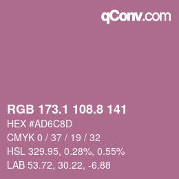 カラーコード: RGB 173.1 108.8 141 | qconv.com