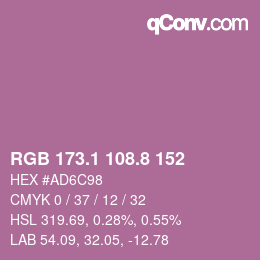 カラーコード: RGB 173.1 108.8 152 | qconv.com