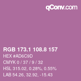 カラーコード: RGB 173.1 108.8 157 | qconv.com
