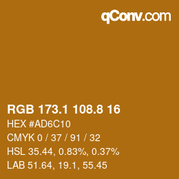 カラーコード: RGB 173.1 108.8 16 | qconv.com
