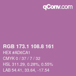 カラーコード: RGB 173.1 108.8 161 | qconv.com