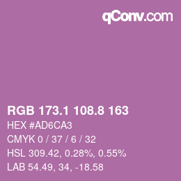 カラーコード: RGB 173.1 108.8 163 | qconv.com