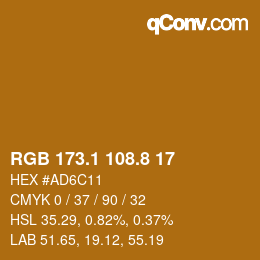 カラーコード: RGB 173.1 108.8 17 | qconv.com