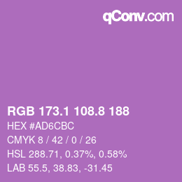 カラーコード: RGB 173.1 108.8 188 | qconv.com