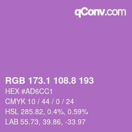カラーコード: RGB 173.1 108.8 193 | qconv.com