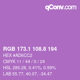 カラーコード: RGB 173.1 108.8 194 | qconv.com