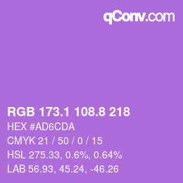 カラーコード: RGB 173.1 108.8 218 | qconv.com