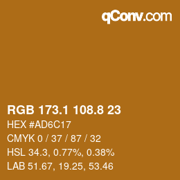 Color code: RGB 173.1 108.8 23 | qconv.com