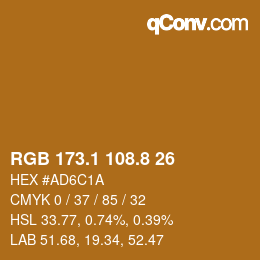 Color code: RGB 173.1 108.8 26 | qconv.com