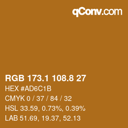 カラーコード: RGB 173.1 108.8 27 | qconv.com