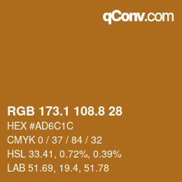 Color code: RGB 173.1 108.8 28 | qconv.com