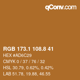 Color code: RGB 173.1 108.8 41 | qconv.com