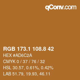 Color code: RGB 173.1 108.8 42 | qconv.com