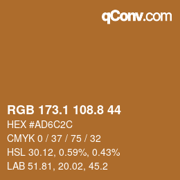 Color code: RGB 173.1 108.8 44 | qconv.com