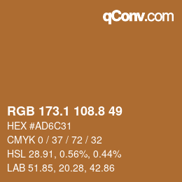 Color code: RGB 173.1 108.8 49 | qconv.com