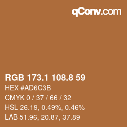 Color code: RGB 173.1 108.8 59 | qconv.com
