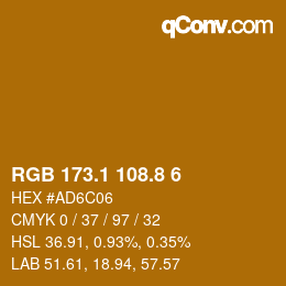 カラーコード: RGB 173.1 108.8 6 | qconv.com