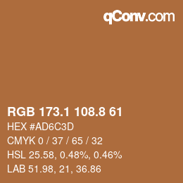 Color code: RGB 173.1 108.8 61 | qconv.com