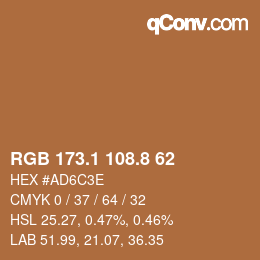 Color code: RGB 173.1 108.8 62 | qconv.com