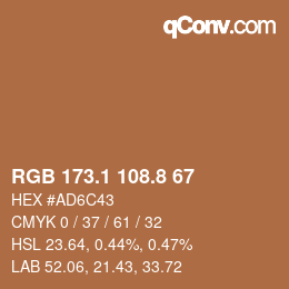 Color code: RGB 173.1 108.8 67 | qconv.com