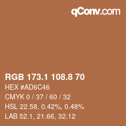 Color code: RGB 173.1 108.8 70 | qconv.com