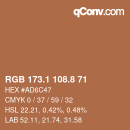 Color code: RGB 173.1 108.8 71 | qconv.com
