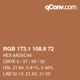 Color code: RGB 173.1 108.8 72 | qconv.com