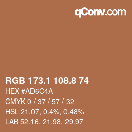 Color code: RGB 173.1 108.8 74 | qconv.com