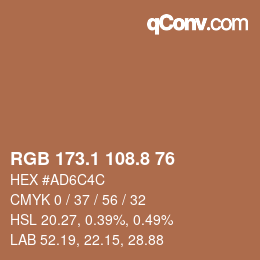 Color code: RGB 173.1 108.8 76 | qconv.com