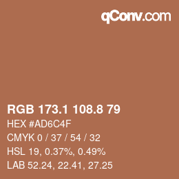 Color code: RGB 173.1 108.8 79 | qconv.com